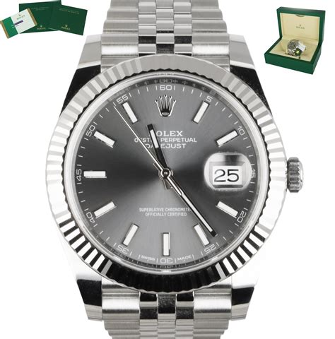 rolex datejust rhodium grey